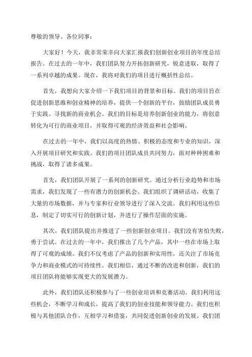 创新创业年度总结报告