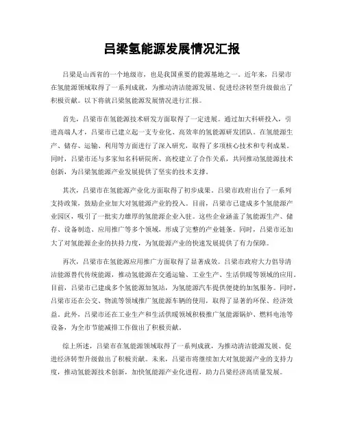 吕梁氢能源发展情况汇报
