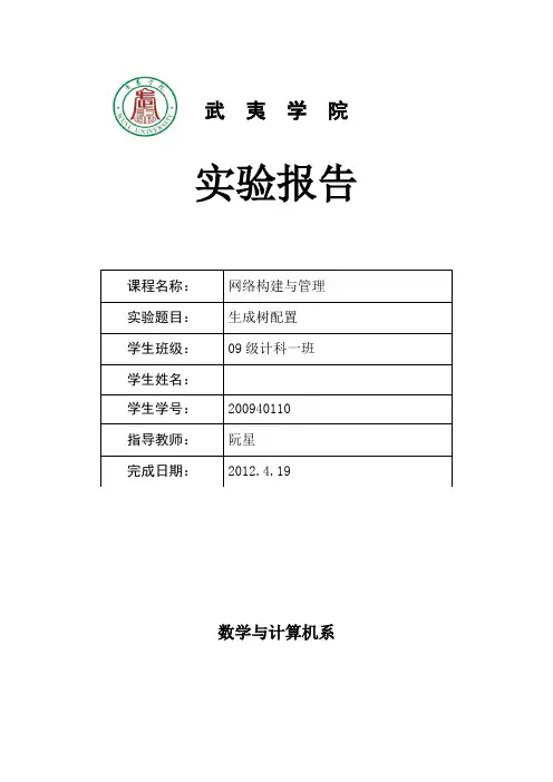 网络构建 生成树配置 实验报告