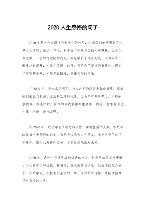 2020人生感悟的句子