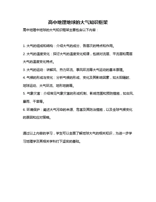 高中地理地球的大气知识框架