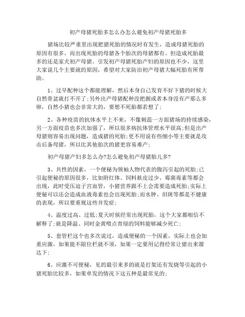初产母猪死胎多怎么办怎么避免初产母猪死胎多