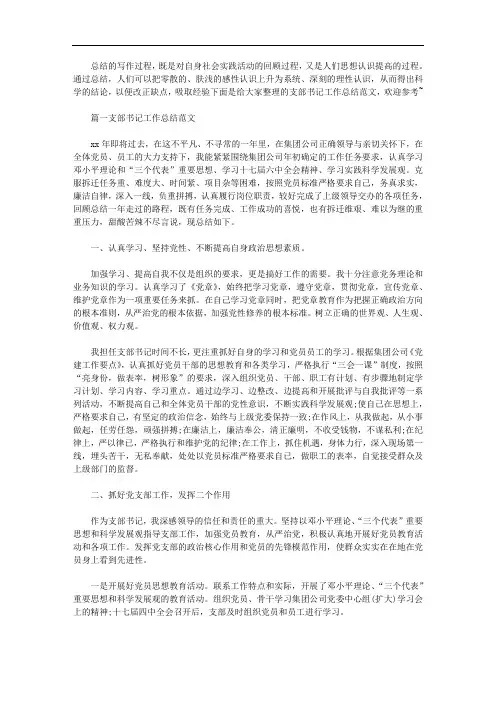 2020年支部书记工作总结范文