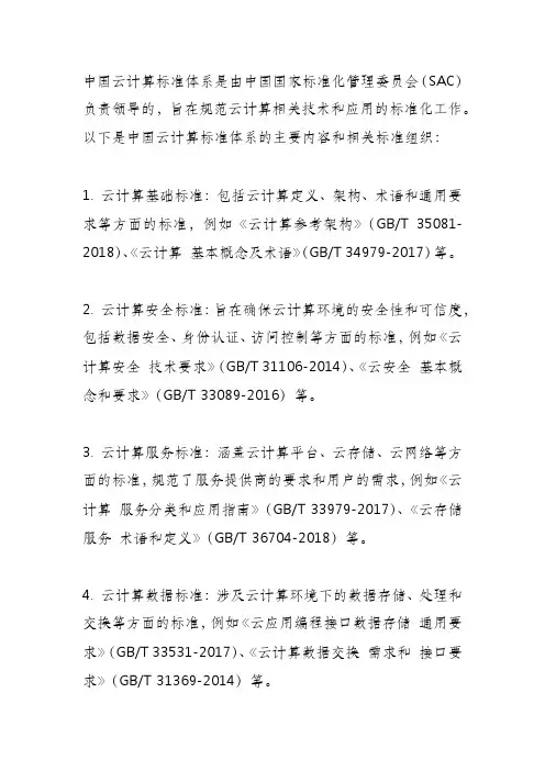 中国 云计算 标准