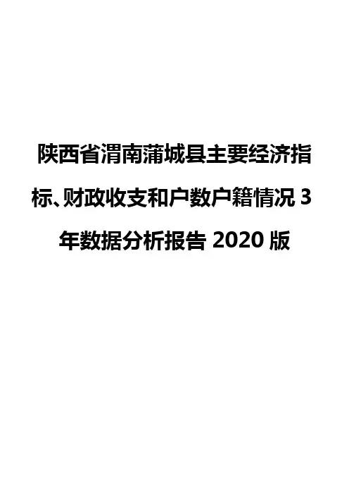 陕西省渭南蒲城县主要经济指标、财政收支和户数户籍情况3年数据分析报告2020版