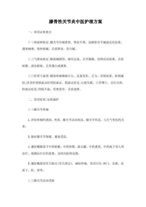膝痹中医护理专题方案