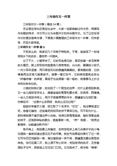 三年级作文一件事