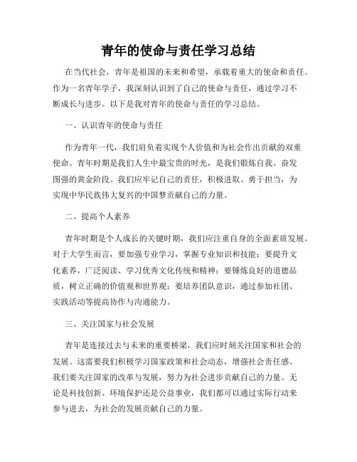 青年的使命与责任学习总结