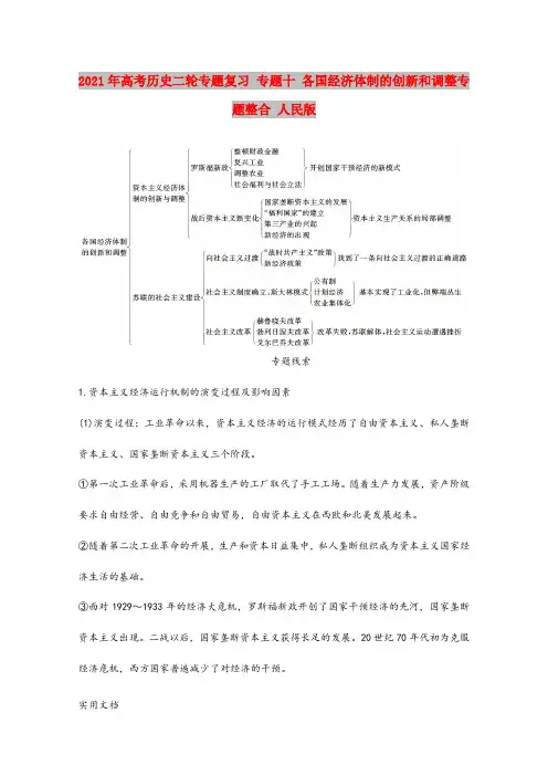 2021-2022年高考历史二轮专题复习 专题十 各国经济体制的创新和调整专题整合 人民版
