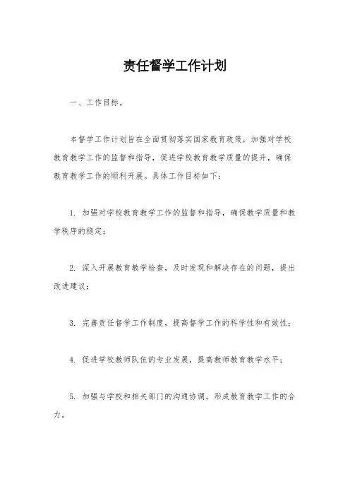 责任督学工作计划
