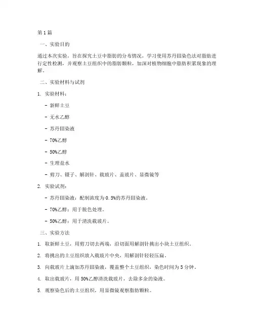 土豆脂肪染色实验报告(3篇)