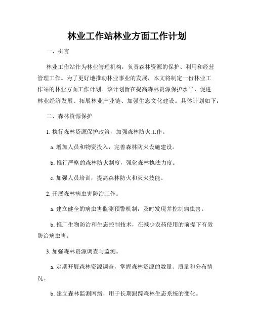 林业工作站林业方面工作计划