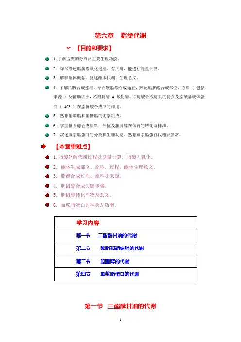生物化学讲义第六章脂代谢222汇总