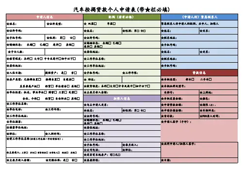 汽车按揭贷款个人申请表模板