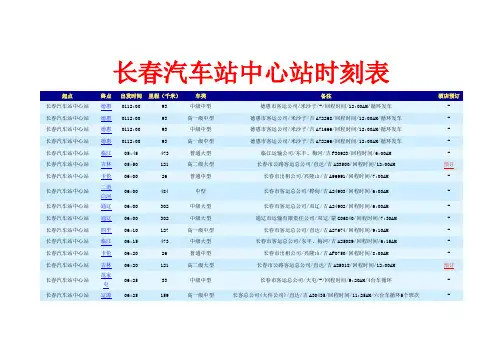 长春汽车站中心站时刻表