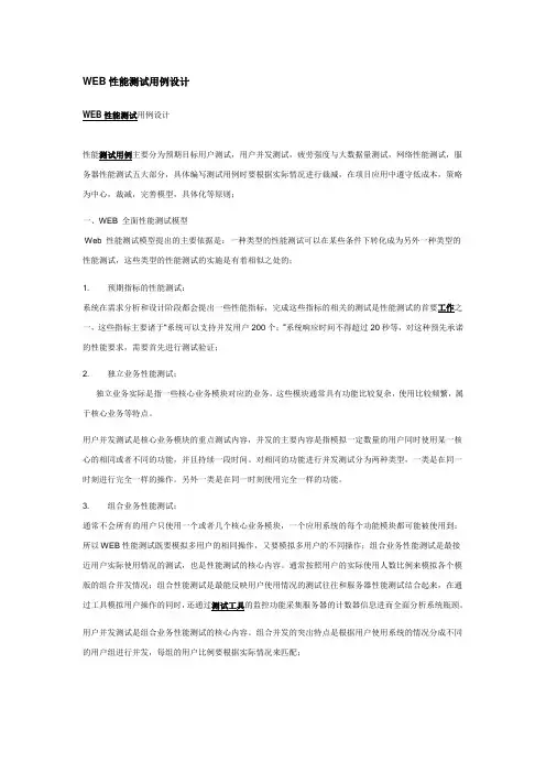 WEB性能测试用例设计