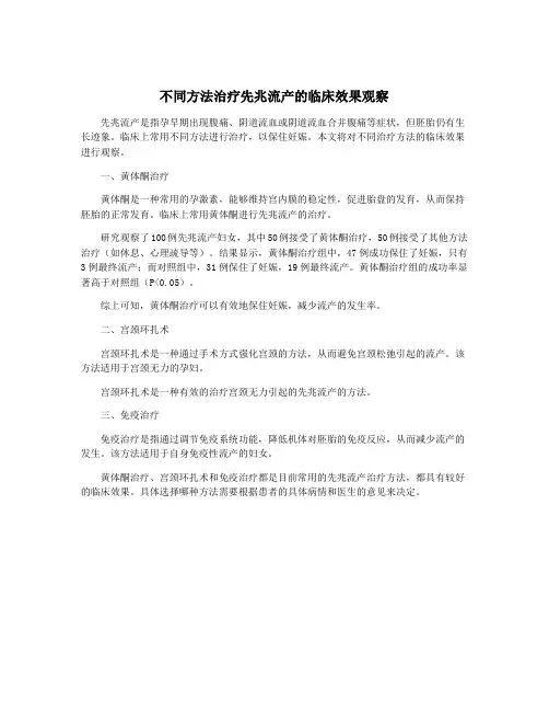 不同方法治疗先兆流产的临床效果观察