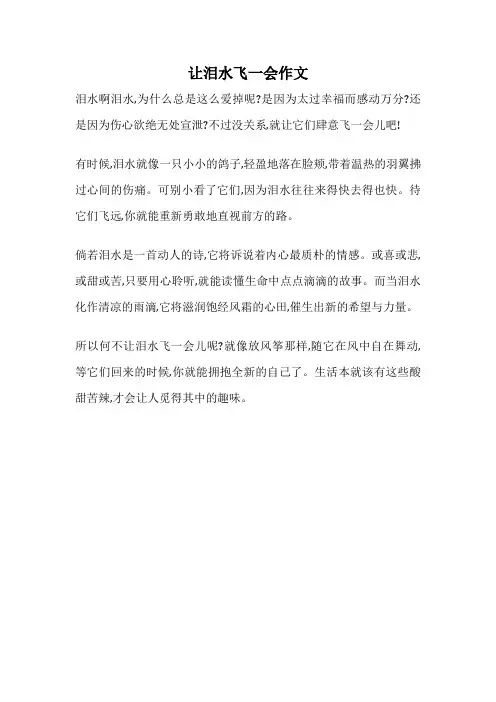 让泪水飞一会作文