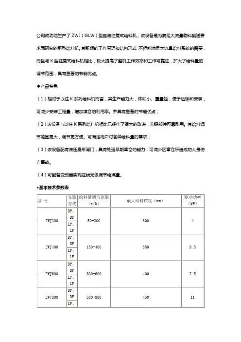 ZWJ-800往复式给煤机资料
