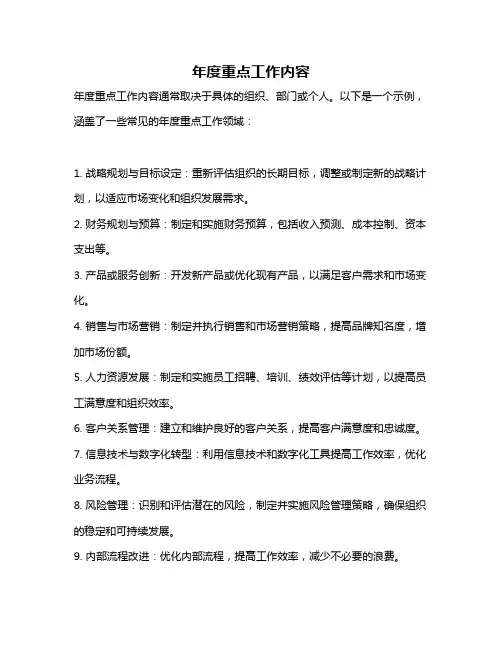 年度重点工作内容