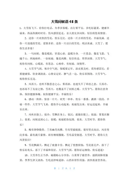 大雪问候语48条