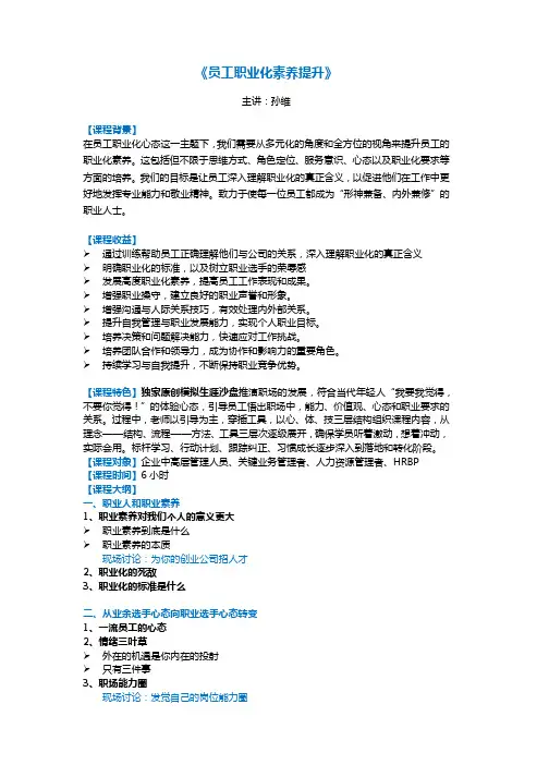 孙维《员工职业化素养提升》