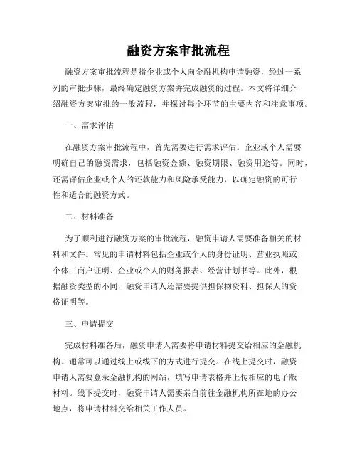 融资方案审批流程