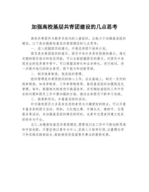 加强高校基层共青团建设的几点思考