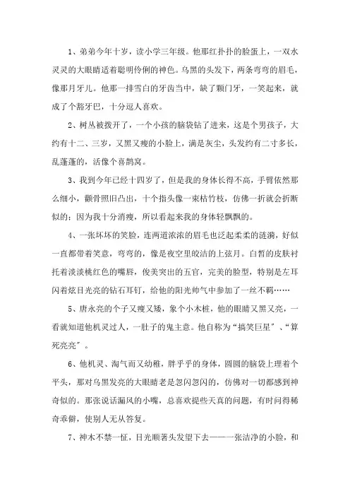描写小男孩外貌的句子精选
