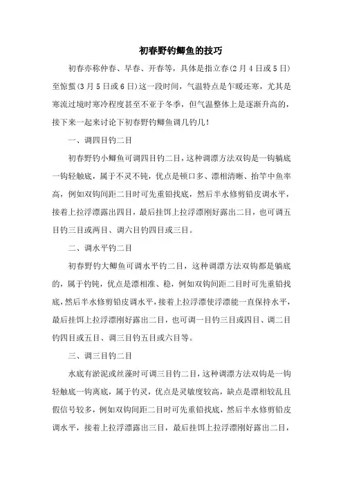 钓鱼技巧：初春野钓鲫鱼的技巧