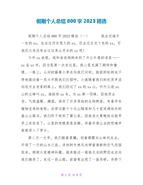 假期个人总结800字2023精选