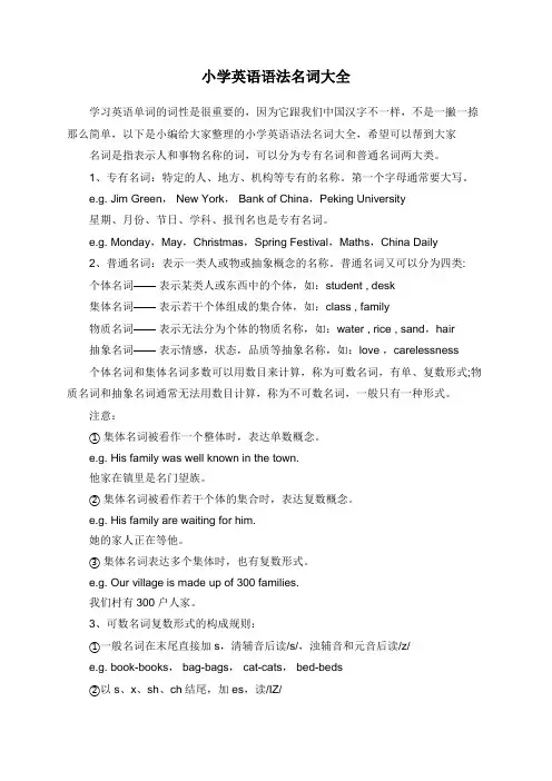 小学英语语法名词大全