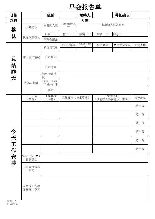早会报告单