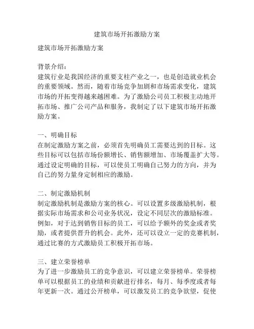 建筑市场开拓激励方案