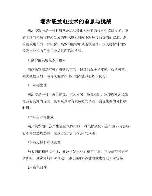 潮汐能发电技术的前景与挑战