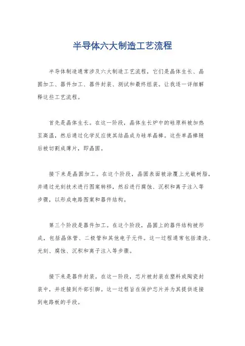 半导体六大制造工艺流程