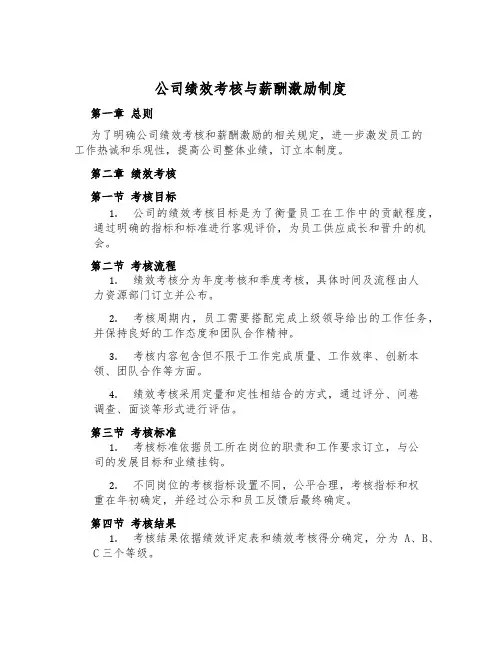 公司绩效考核与薪酬激励制度