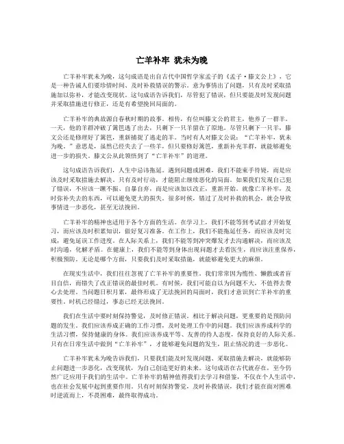 亡羊补牢 犹未为晚