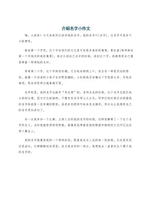 介绍名字小作文