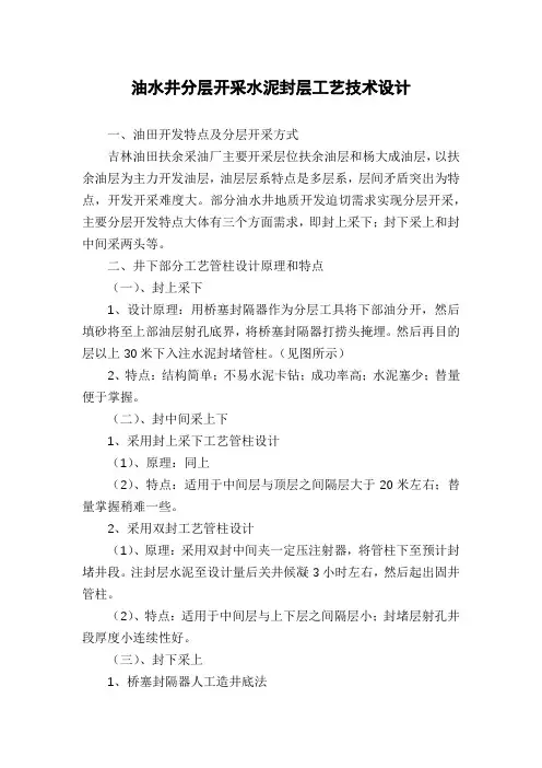 油水井分层开采水泥封层工艺技术设计