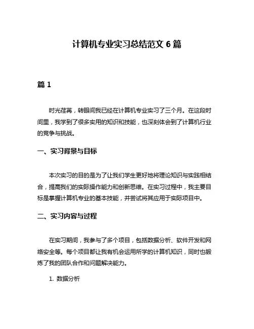 计算机专业实习总结范文6篇
