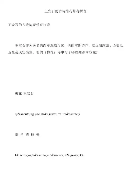 王安石的古诗梅花带有拼音
