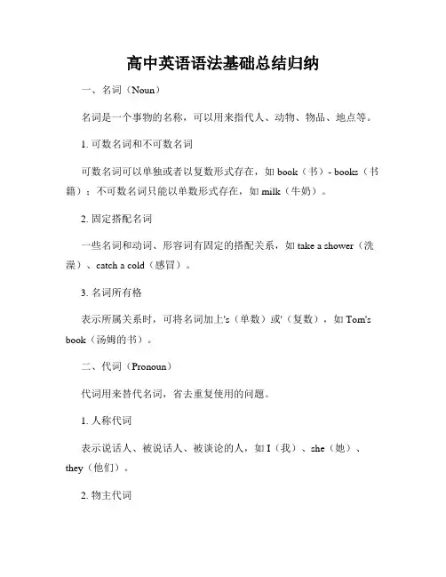 高中英语语法基础总结归纳