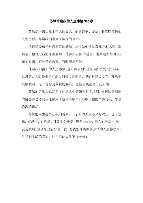 苏轼带给我的人生感悟300字
