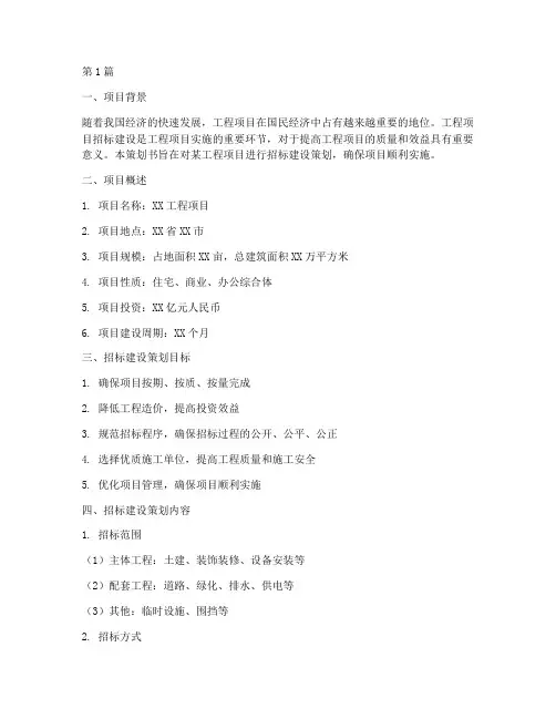 工程项目招标建设策划书(3篇)