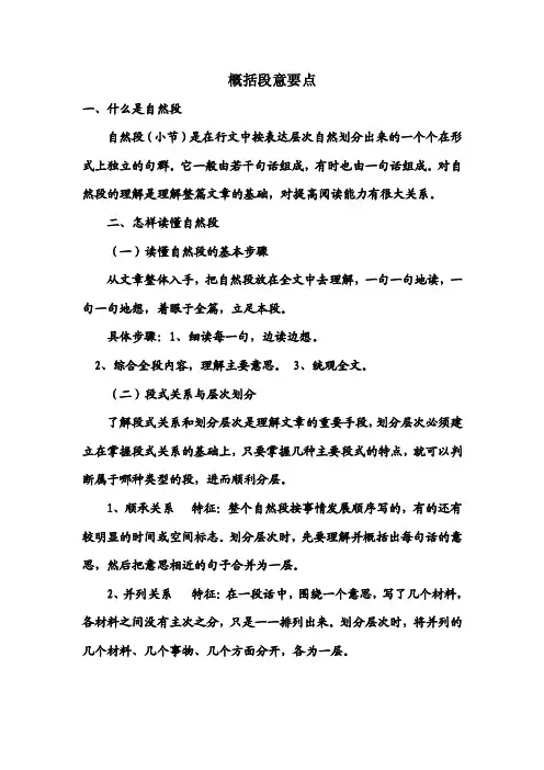 概括段意要点