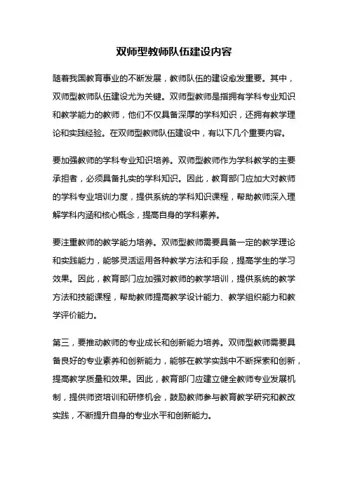 双师型教师队伍建设内容