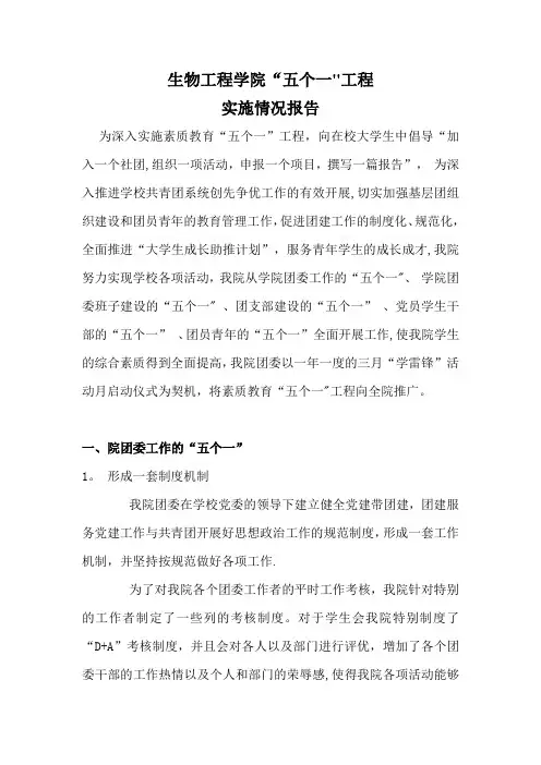 “五个一”工程实施情况报告
