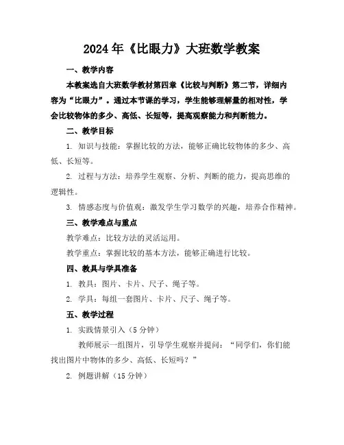 2024年《比眼力》大班数学教案