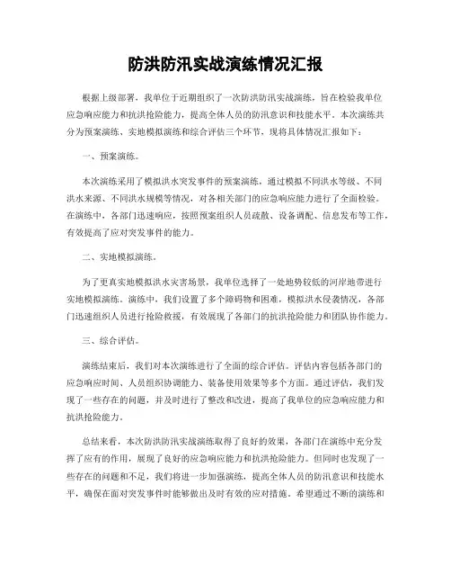 防洪防汛实战演练情况汇报